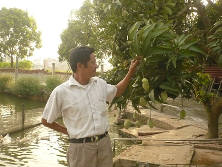 Ông Thuận bên trang trại của gia đình.