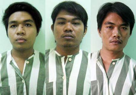 Ba đối tượng Sang, Giàu và Danh đang bị tạm giam tại Cơ quan Công an thị xã Dĩ An