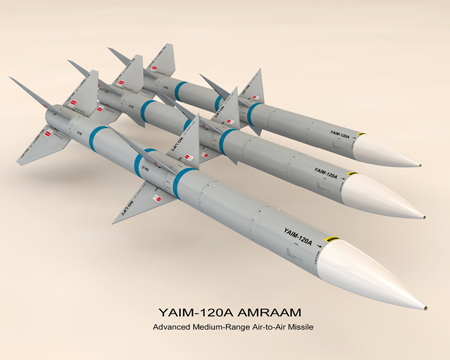 AIM-120 AMRAAM là tên lửa không đối không có khả năng chiến đấu trong mọi điều kiện thời tiết do Tập đoàn Raytheon của Mỹ phát triển. Tên lửa dài 3,6m, đường kính thân 17,7m, sải cánh 52,5cm và trọng lượng phóng tên lửa là 150,7kg. Nó có khả năng lắp đầu đạn thuốc nổ phân mảnh nặng 18,1kg