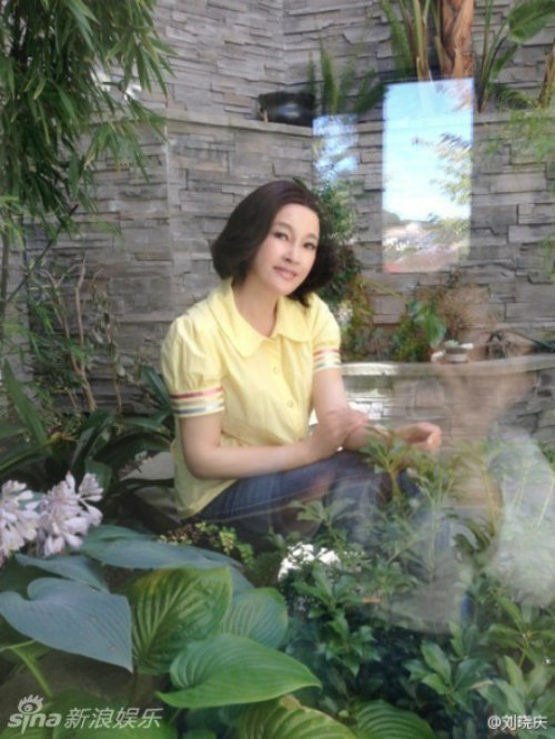 Lưu Hiểu Khánh thảnh thơi bên vườn nhà, viên mãn với hôn nhân mới.