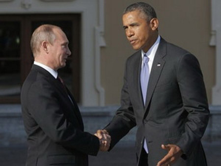 Tổng thống Nga Vladimir Putin bắt tay Tổng thống Mỹ Barack Obama tại Hội nghị Thượng đỉnh G-20 tại St Petersburg mới đây 