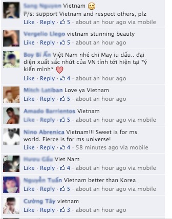 Hầu hết đều bình chọn cho đại diện của Việt Nam - Trương Thị May