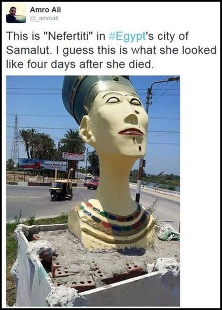 Người Ai Cập tức giận vì tượng “người đẹp sông Nile” xấu như… “quái vật”