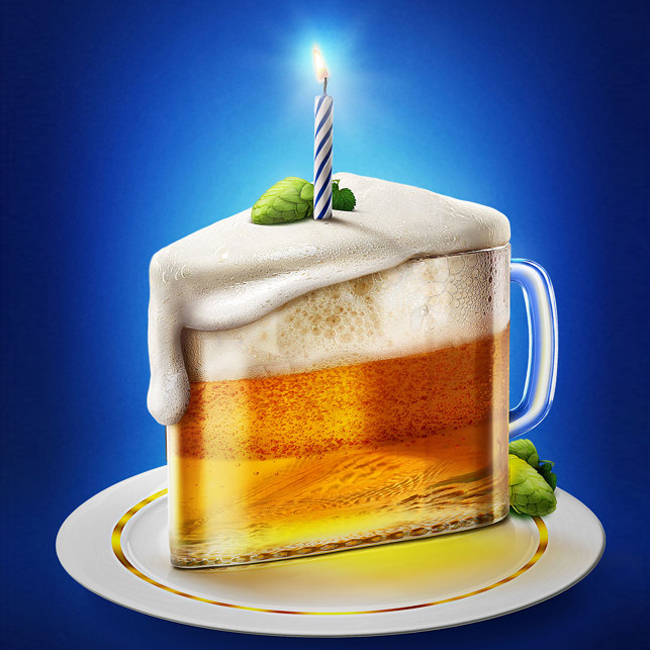Bánh sinh nhật fondant hình chai bia hà nội