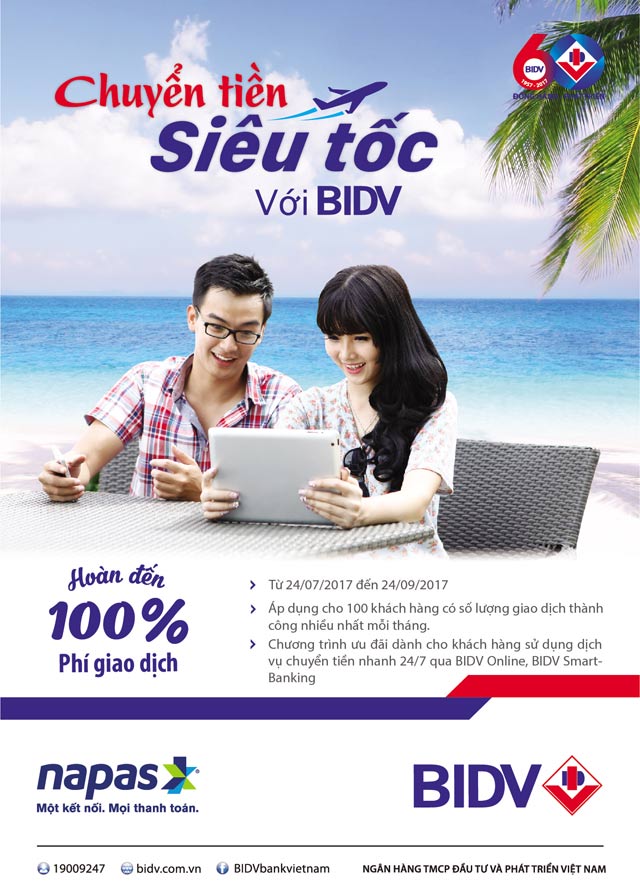 Chuyển tiền siêu tốc cùng BIDV e-Banking – Hoàn tới 100% phí giao dịch