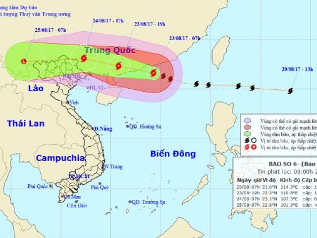 Bão số 6 áp sát biên giới Việt-Trung, miền Bắc sắp mưa rất to