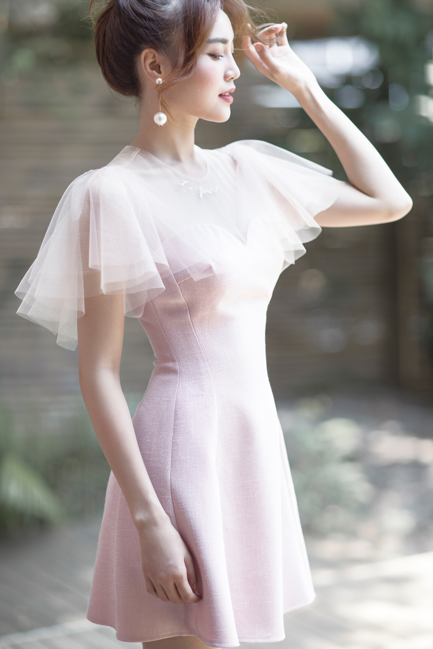 Váy nhung tiểu thư tay bồng phối nơ dáng xòe xinh xắn nhẹ nhàng PANOSI -  V180 | Lazada.vn