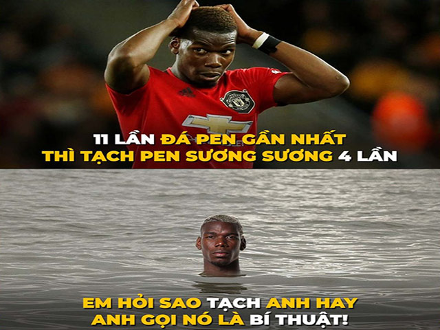 Pogba nhận mưa ảnh chế sau khi ”tạch” pen khiến MU bị cầm hòa