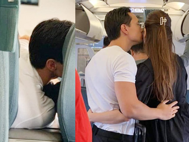 Lộ ảnh Kim Lý vô tư ôm hôn Hồ Ngọc Hà trên máy bay đông người