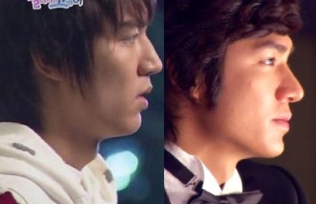 Diễn viên Lee Min Ho trước (trái) và sau khi phẫu thuật thẩm mỹ mũi.