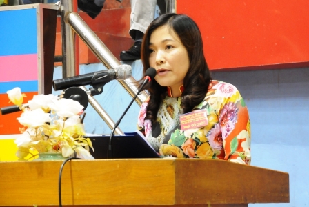 Bà Phạm Thị Thanh Tâm, PCT Hội nông dân tỉnh Hải Dương – Trưởng ban tổ chức giải phát biểu chào mừng khai mạc.