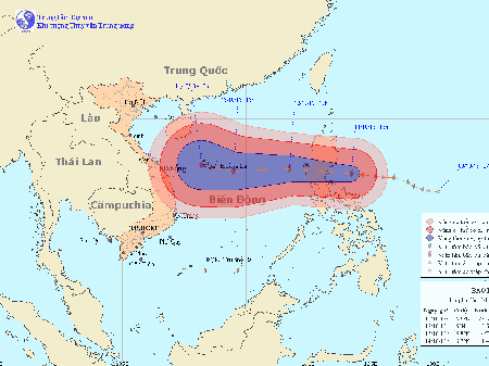 Dự báo đường đi của bão Nari (Trung tâm Dự báo KTTVTW)