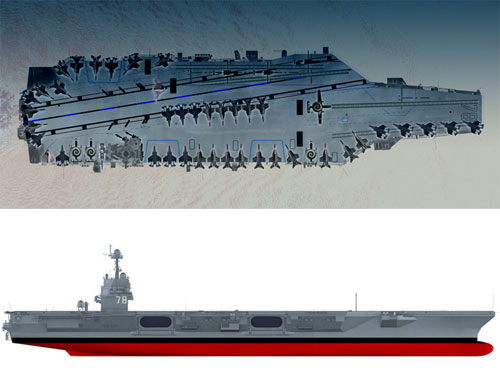 Tàu sân bay lớp Ford nặng 100.000 tấn, dài 337 mét, có thể chứa 75 chiến đấu cơ - Ảnh: Newport News Shipbuilding