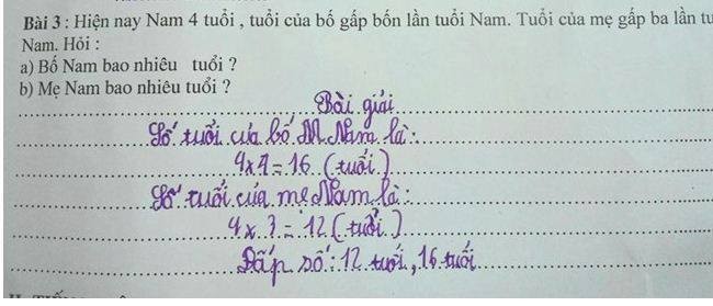 Đề Toán tìm tuổi của bố mẹ. 