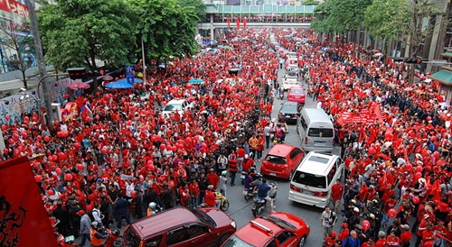 Một cuộc biểu tình của phe Áo đỏ ở thủ đô Bangkok năm 2010. Ảnh: Wikipedia