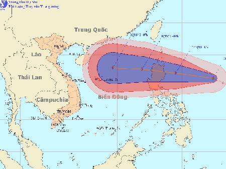 Dự báo đường đi của bão Krosa (Trung tâm Dự báo KTTVTW)