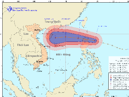 Dự báo đường đi của bão Krosa (Trung tâm Dự báo KTTVTW)