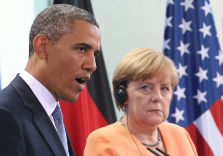 Thủ tướng Đức Angela Merkel và Tổng thống Mỹ Barack Obama.