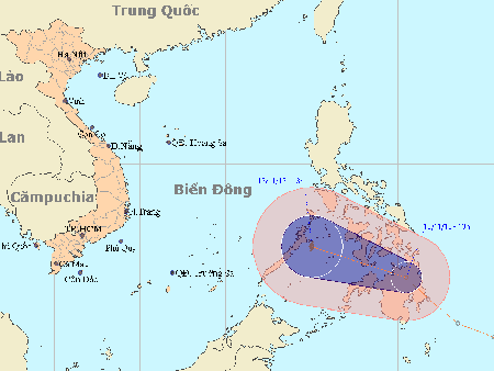 Dự báo đường đi của ATNĐ (Trung tâm Dự báo KTTVTW)