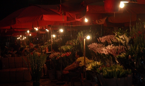 Chợ hoa đêm Quảng Bá. Ảnh: dulichvn