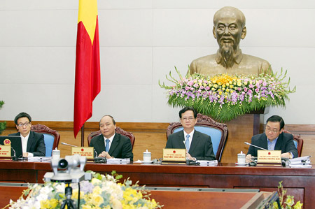 Thủ tướng Nguyễn Tấn Dũng phát biểu tại phiên họp.      TTXVN