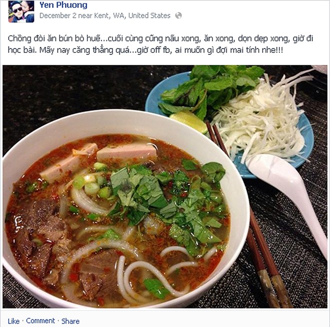 Những chia sẻ ngọt ngào của Yến Phương khi chăm sóc cho Lam Trường từ những bữa ăn theo sở thích.