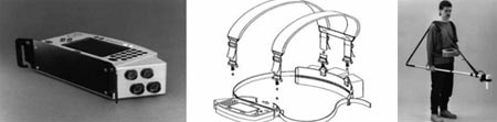 Máy đo từ trường MagMapper sản xuất tại Mỹ (G-858), hiện có tại Trường ĐH Khoa học tự nhiên, có thể đo được dải từ 18.000-95.000 nT(g). Từ trái sang: Cửa sổ điều khiển chính; Bộ dây đeo và các thiết bị điều khiển máy, nguồn nuôi; Ảnh chụp toàn cảnh khi sử dụng máy đo G858 trên hiện trường.