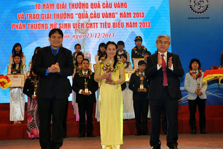 Ths Đàm Thị Lan nhận Giải Quả Cầu Vàng 2013. 