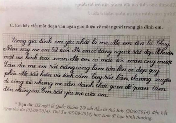 Thích Thú Bài Văn Tả Bà "Da Mịn, Tóc Đen" Với Nét Chữ Đẹp Như In