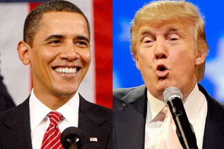 Tổng thống Mỹ Barack Obama và trùm tài phiệt Donald Trump (ảnh: AP/Getty)