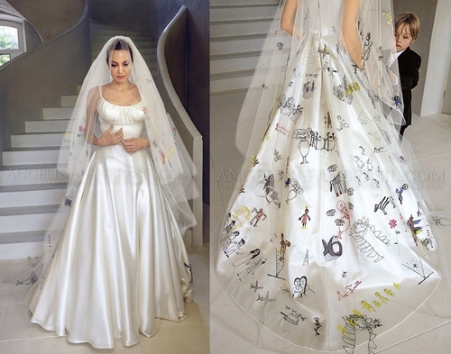 Váy cưới Ngân Khánh mượn ý tưởng từ Angelina Jolie