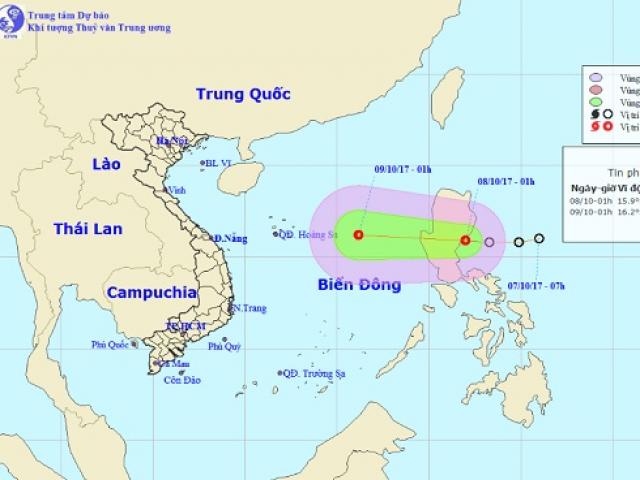 Áp thấp nhiệt đới giật cấp 8 đang hướng thẳng vào Biển Đông