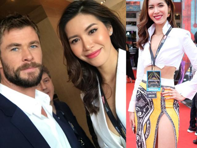 Minh Tú mặc váy xẻ cao sexy đi phỏng vấn ”Thần Thor”