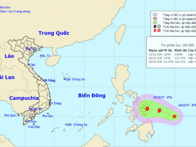 Áp thấp nhiệt đới khả năng mạnh thành bão hướng vào Biển Đông