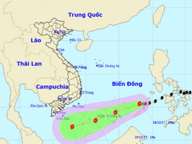 Bão số 15 giật cấp 10, hướng thẳng quần đảo Trường Sa