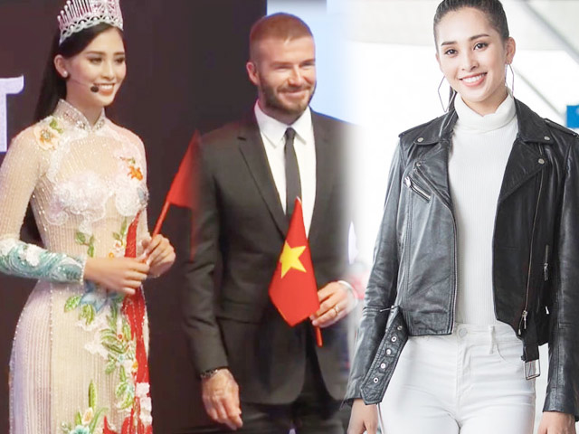 Hoa hậu Tiểu Vy rạng rỡ về nước sau lần gặp David Beckham