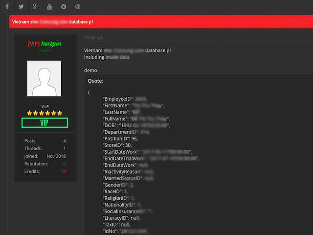 Hacker phát tán dữ liệu của 2.272 nhân viên được cho là tại Con Cưng