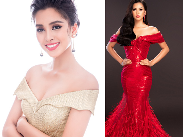 4 chiếc đầm trễ vai giúp Trần Tiểu Vy tỏa sáng ở Miss World