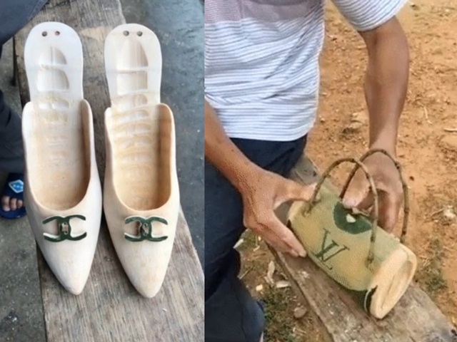 Thán phục giày Chanel, túi xách Louis Vuitton làm từ tre nứa