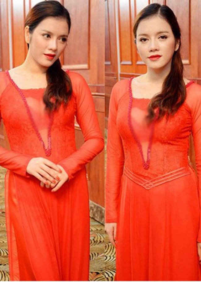 ao dai mong dinh lo noi y, khoet truoc ho sau phan cam 