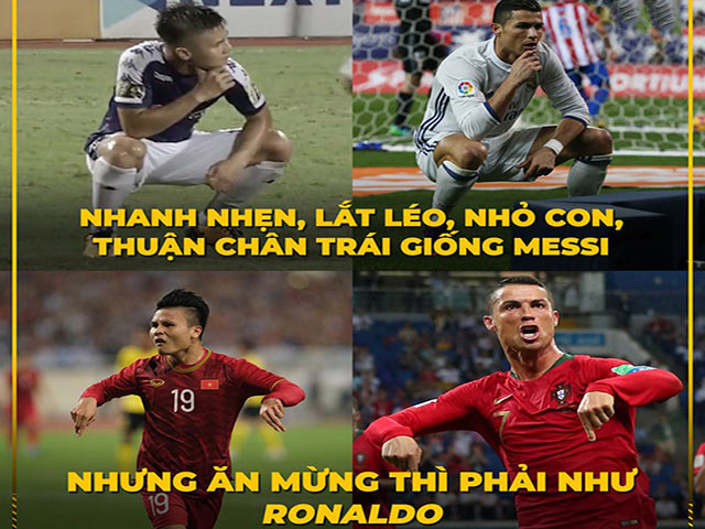 Ảnh chế: Dân mạng hào hứng khi Quang Hải hóa ”Ronaldo, Messi”