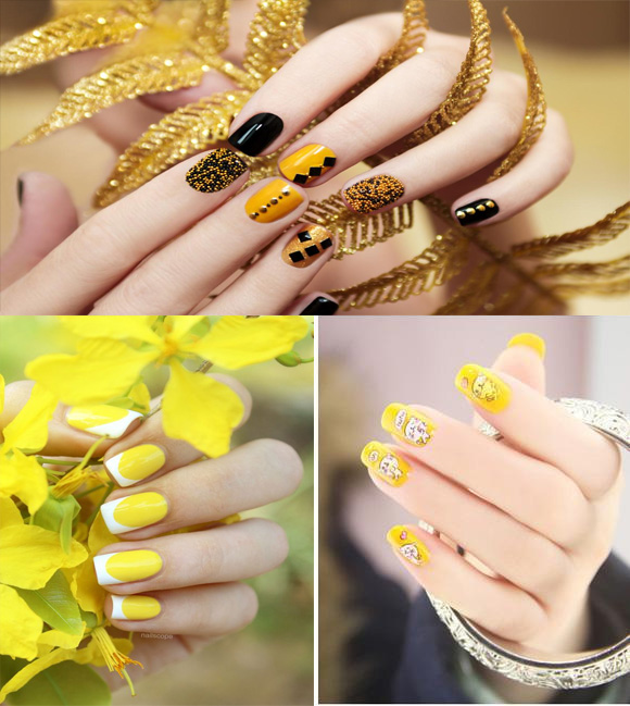 Những mẫu nail màu vàng 