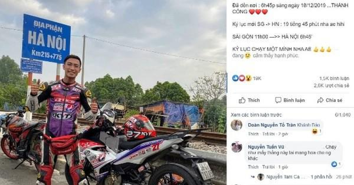 Đề nghị xử lý nghiêm ”phượt thủ” chạy xe máy từ TP HCM ra Hà Nội chỉ hết gần 20 giờ