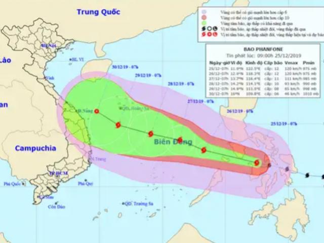 Bão Phanfone tăng cấp, gió giật cấp 14 áp sát Biển Đông