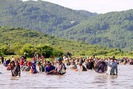 Xuống đầm lầy bắt cá trong Lễ hội bắt cá Đồng Hoa ở Hà Tĩnh