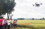 Đưa máy bay không người lái lượn ra đồng ở Bình Phước, nông dân đứng trên bờ xem thích thú