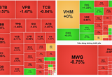 Sắc đỏ bao trùm bảng điện, chỉ số VN-Index hôm nay giảm gần 10 điểm