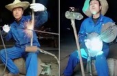 Thanh niên thợ hàn dùng đồ nghề làm đàn đánh nhạc tóe cả lửa