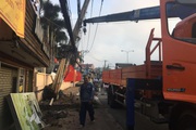 TP.HCM: Nhóm trộm bị truy đuổi lái xe ô tô tông gãy cột điện