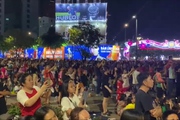 Hàng ngàn người chen chân xem màn bắn pháo hoa tại Công viên bến Bạch Đằng